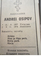 Andrej Osipoff nekrolog