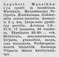 Mansikkaoja 193x-1