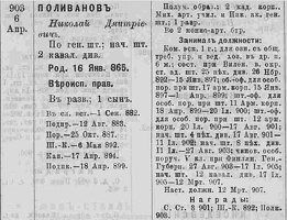 Поливанов Н.Д. список полковникам 1907 г.