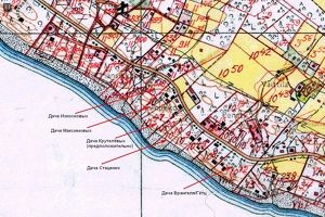 Карта участков Куоккалы в районе дачи Крутелёвых