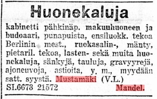 Mandel HELSINGIN SANOMAT 02.08.1921 No208