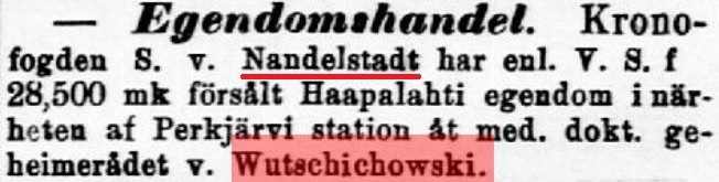 О покупке Вучиховским усадьбы у Нандельштадта 1892