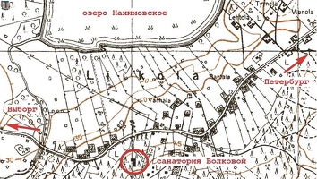 ko Расположение санатории Волковой на карте 1930-х
